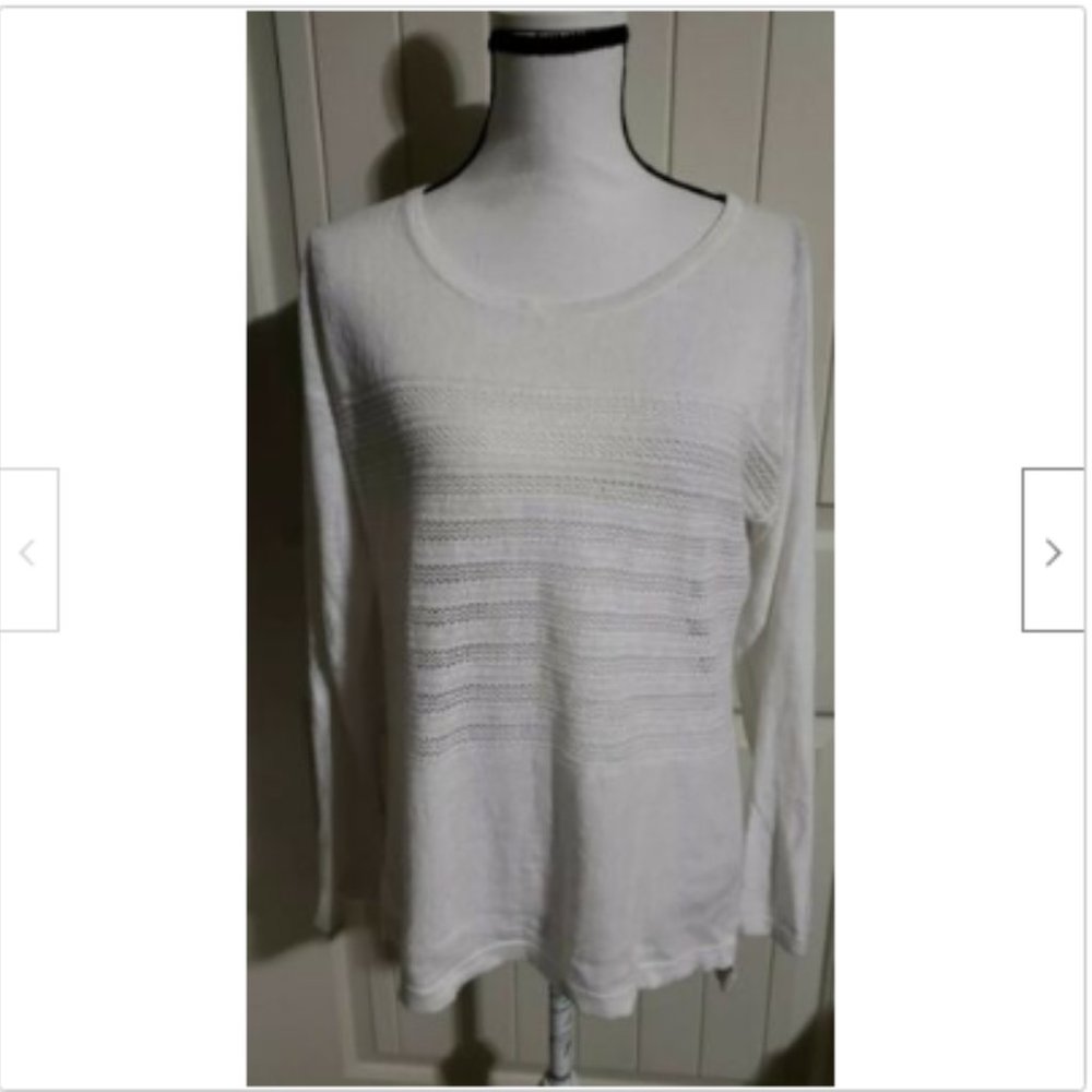 Garnett Hill White 100% Linen Sweater M